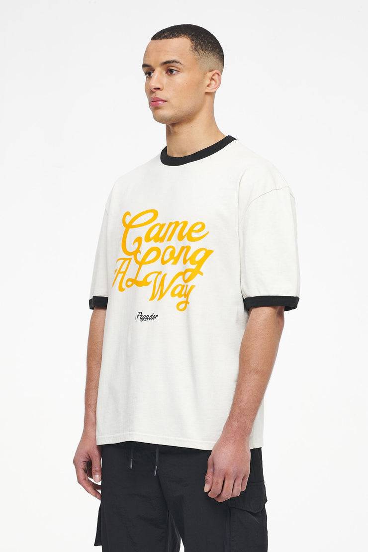 Pegador Trounce Oversized Ringer Tee Vintage Washed Angels Cream Black Ink