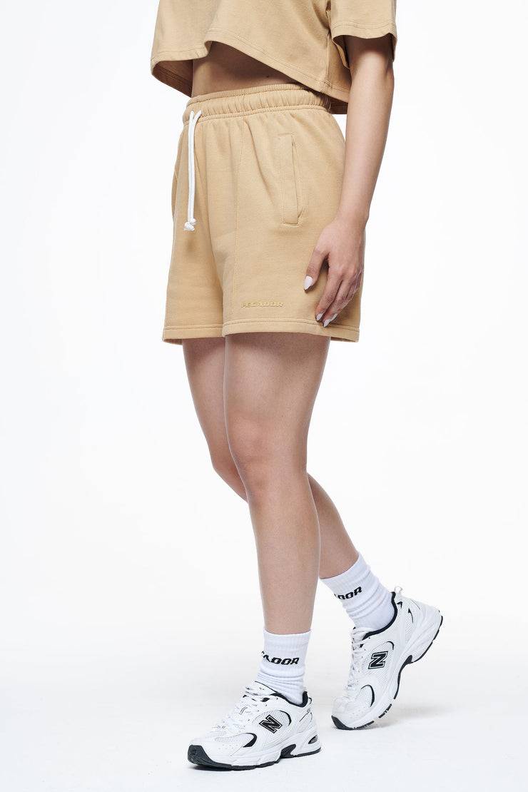 Pegador Umbria High Waisted Shorts Vintage Washed Espresso Gum