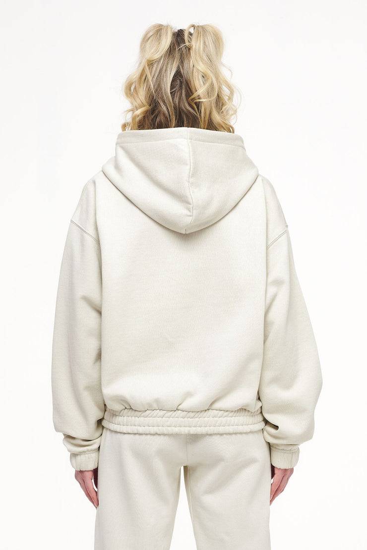 Pegador Valinda Cropped Zip Hoodie Vintage Washed Angels Cream Gum