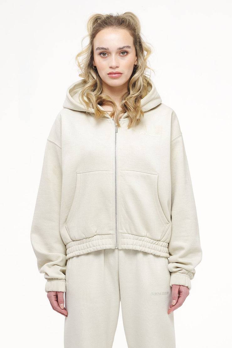 Pegador Valinda Cropped Zip Hoodie Vintage Washed Angels Cream Gum