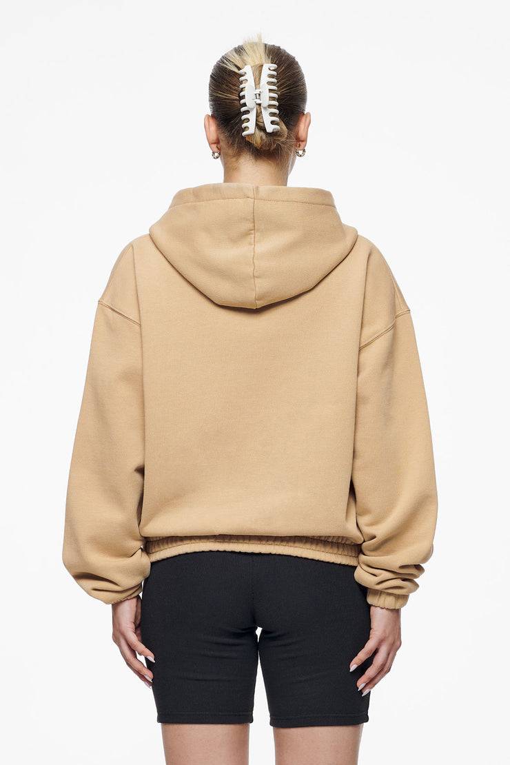 Pegador Valinda Cropped Zip Hoodie Vintage Washed Espresso Gum