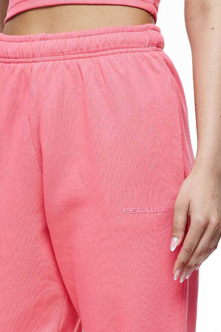 Pegador Villa High Waisted Sweat Pants Vintage Washed Strawberry Gum
