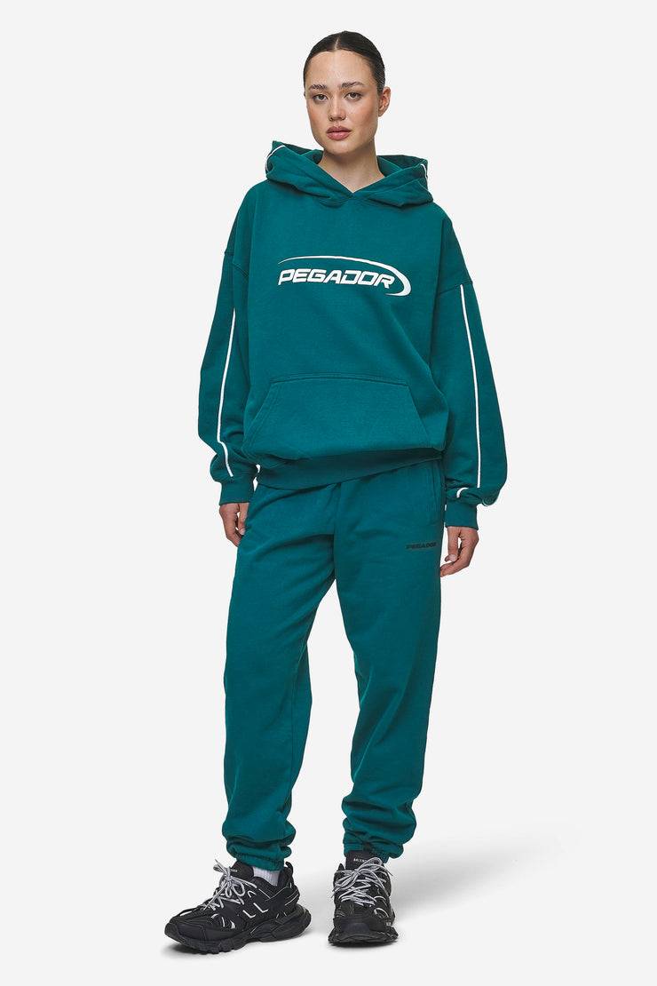 Pegador Villa High Waisted Sweat Pants Washed Urban Turquoise Black Gum