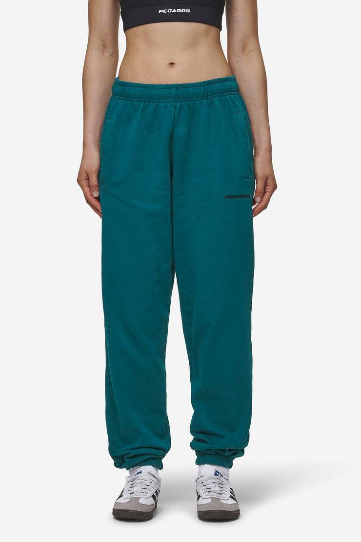 Pegador Villa High Waisted Sweat Pants Washed Urban Turquoise Black Gum