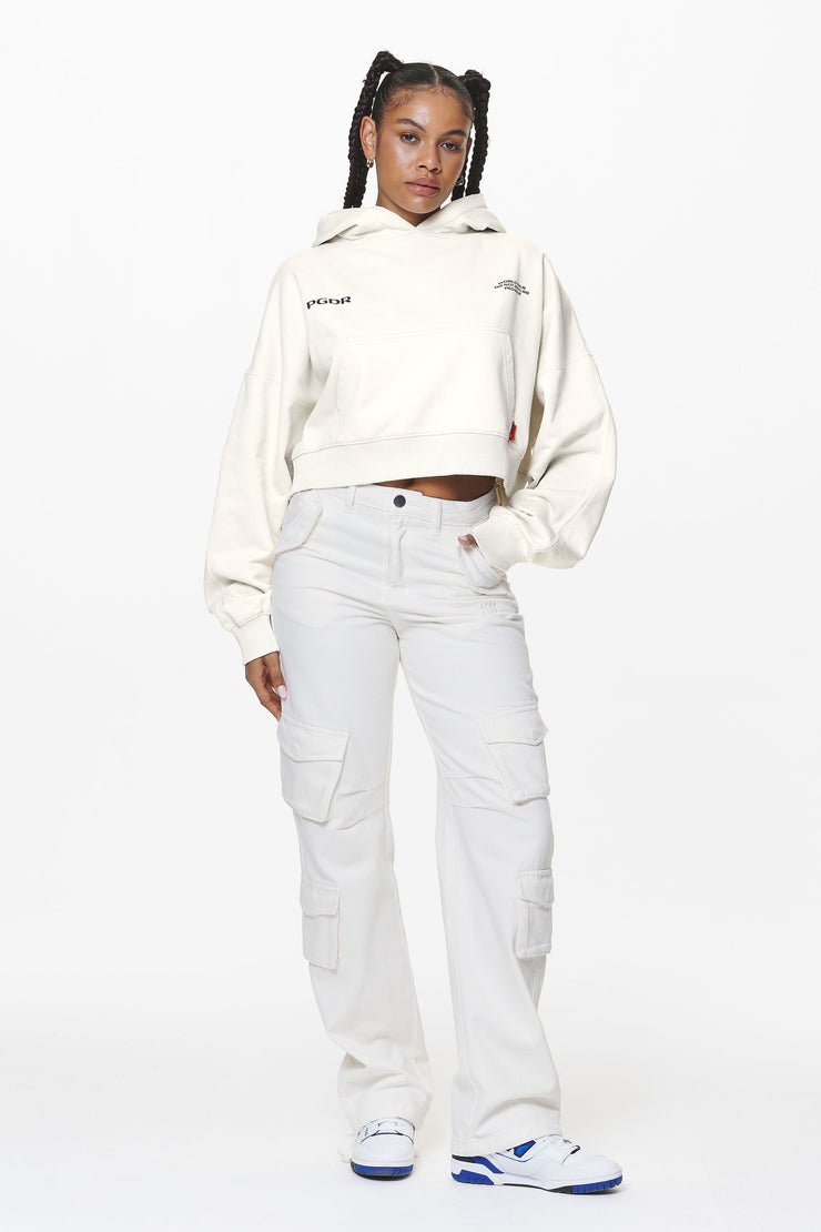 Pegador Vrena Oversized Cropped Hoodie Washed Salty Cream