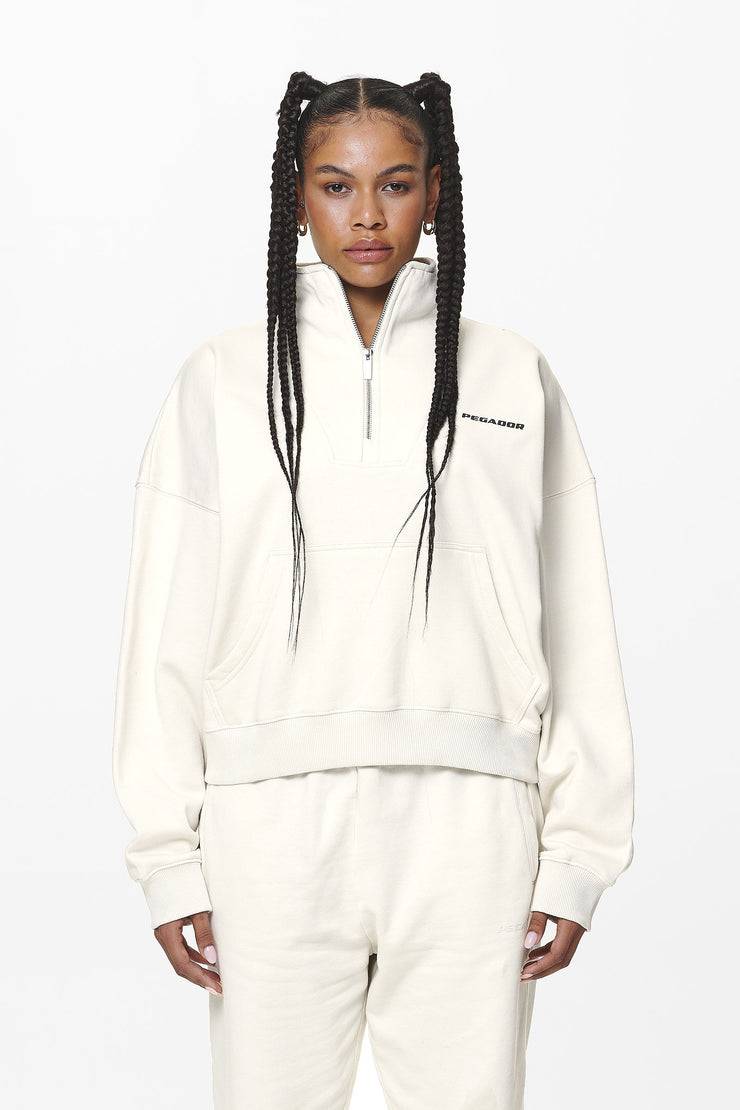 Pegador Vuku Logo Oversized Halfzip Washed Salty Cream