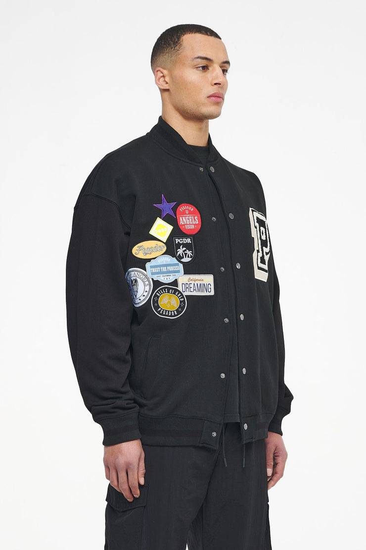 Pegador Whitney Varsity Jacket Washed Black Ink Black