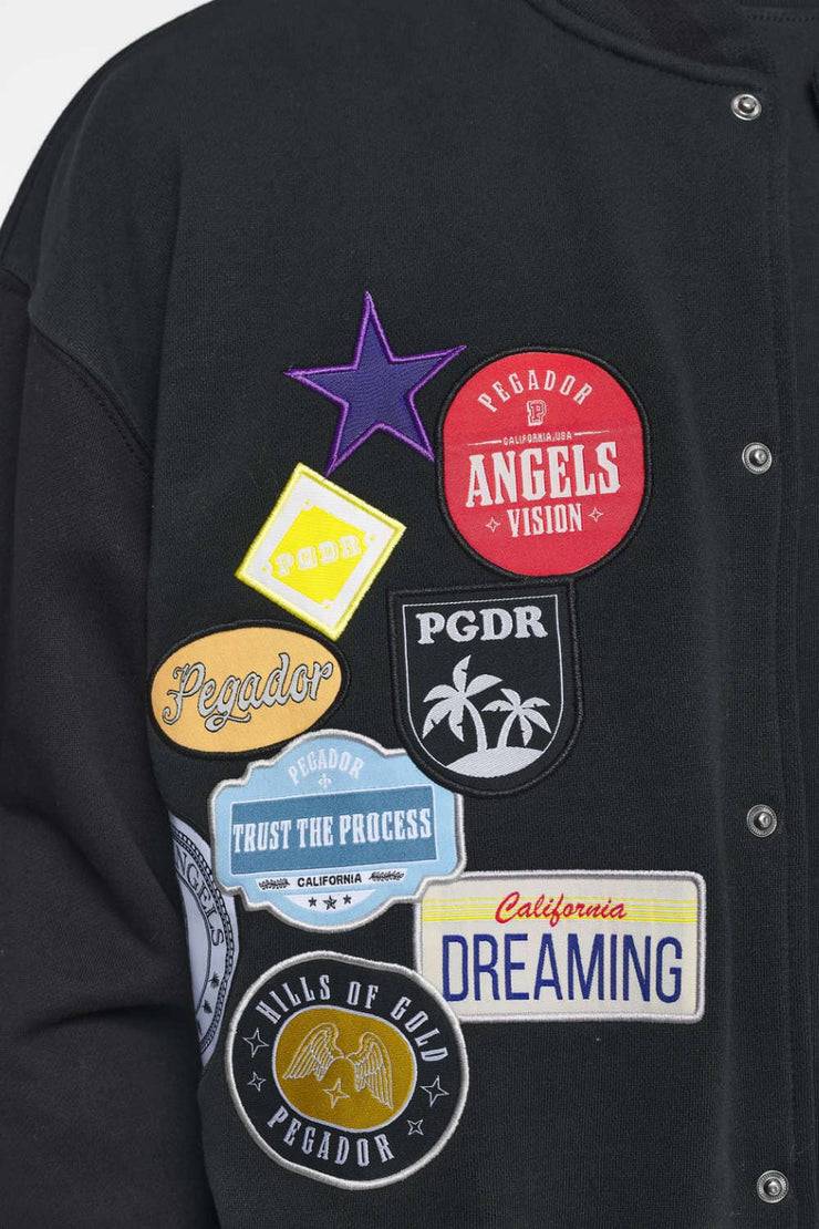 Pegador Whitney Varsity Jacket Washed Black Ink Black