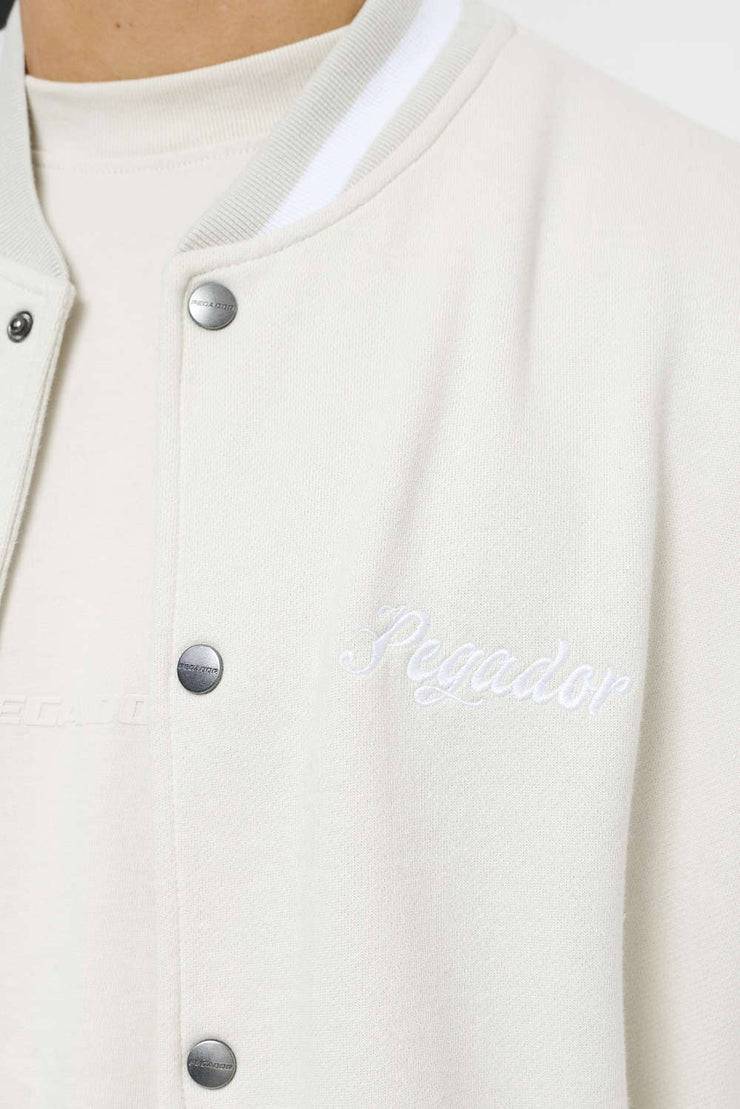 Pegador Yardley Varsity Jacket Washed Angels Cream Bright White