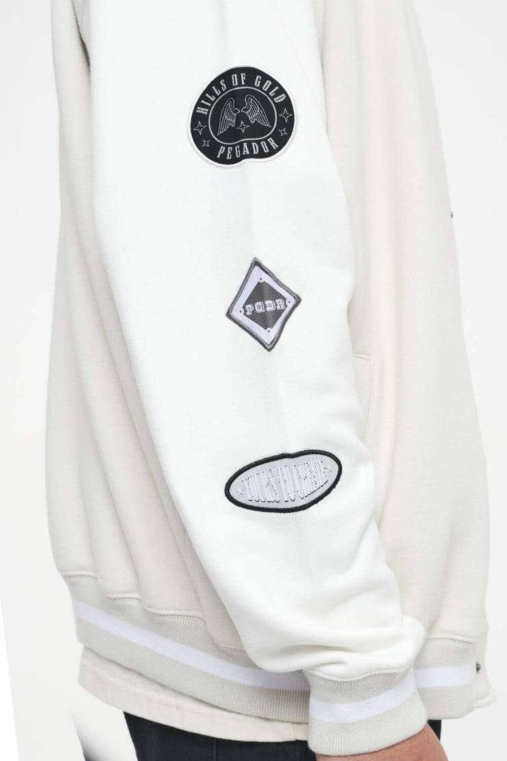 Pegador Yardley Varsity Jacket Washed Angels Cream Bright White