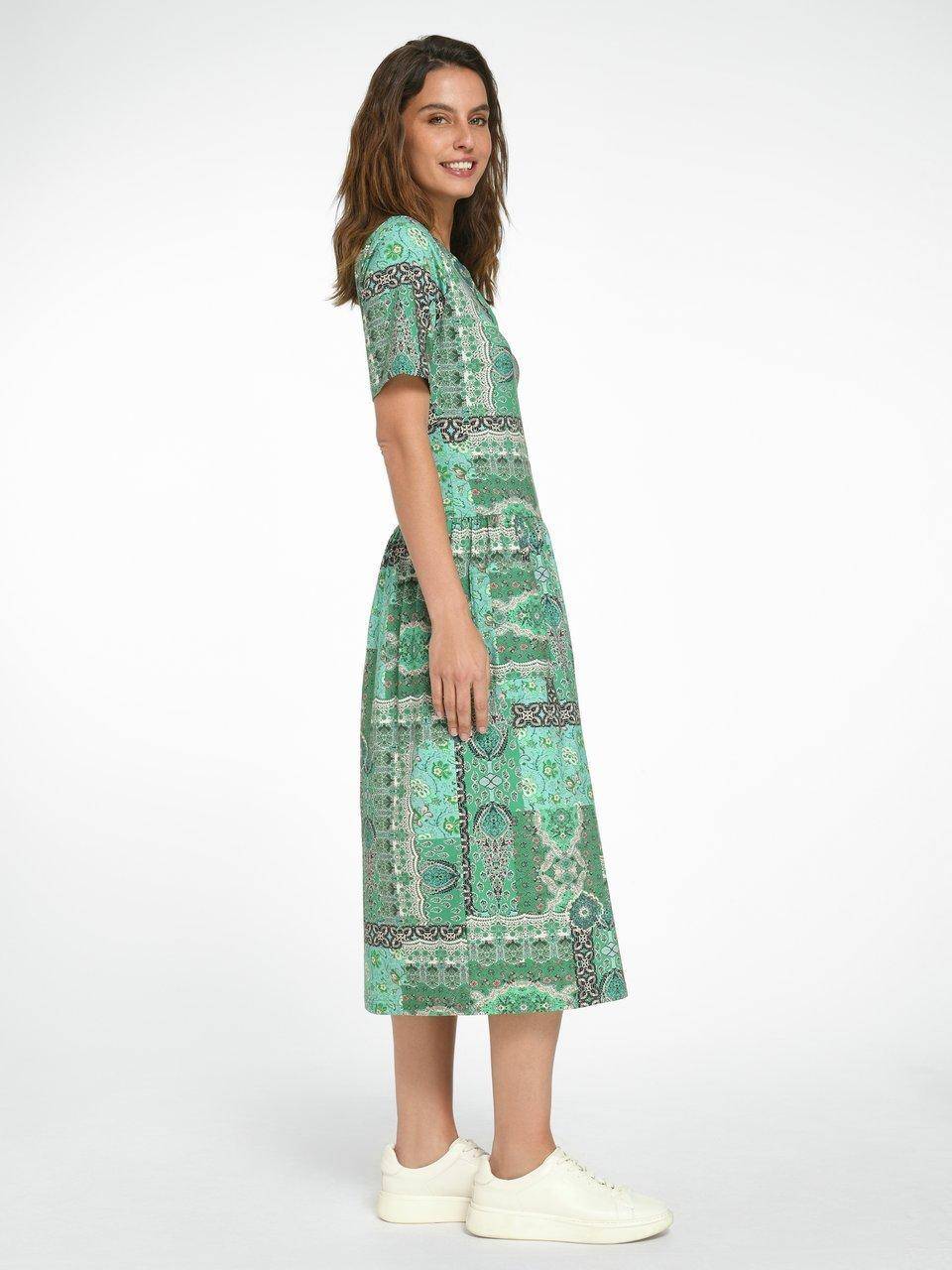 Green Cotton Jerseykleid Mit 1/2-Arm