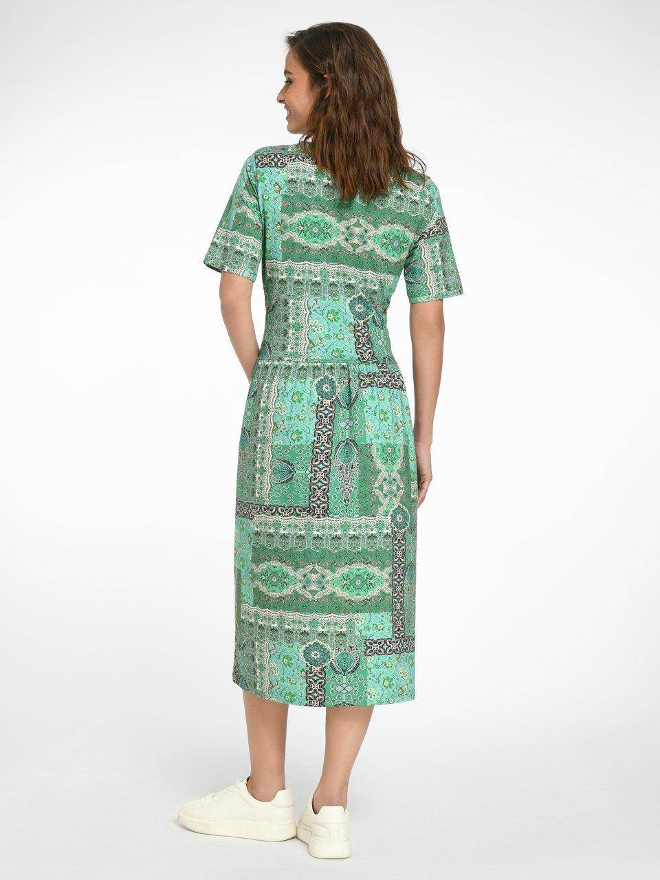 Green Cotton Jerseykleid Mit 1/2-Arm