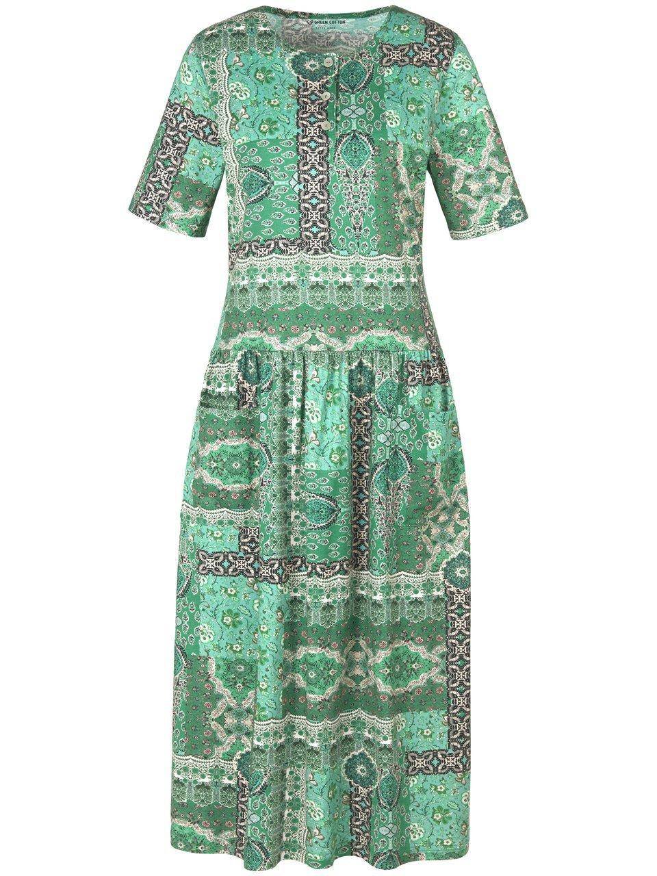 Green Cotton Jerseykleid Mit 1/2-Arm