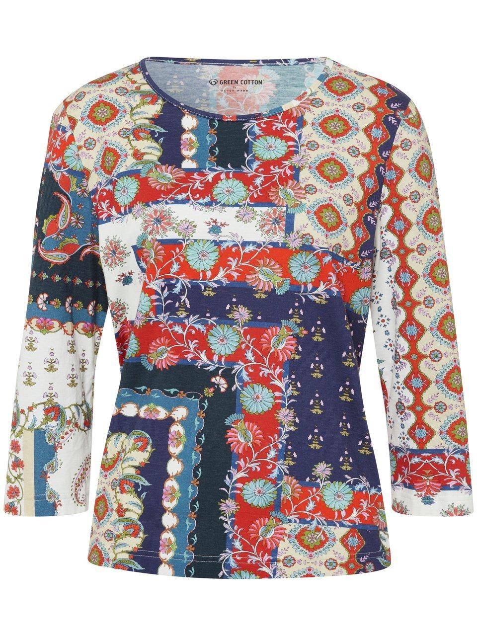 Green Cotton Rundhals-Shirt Vera