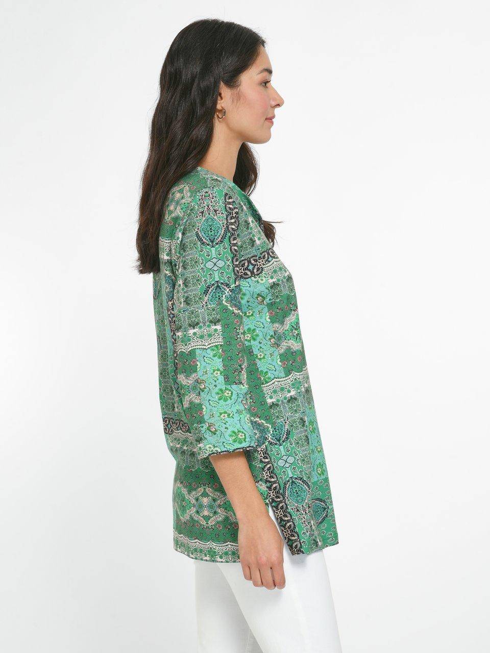 Green Cotton Splitneck-Shirt