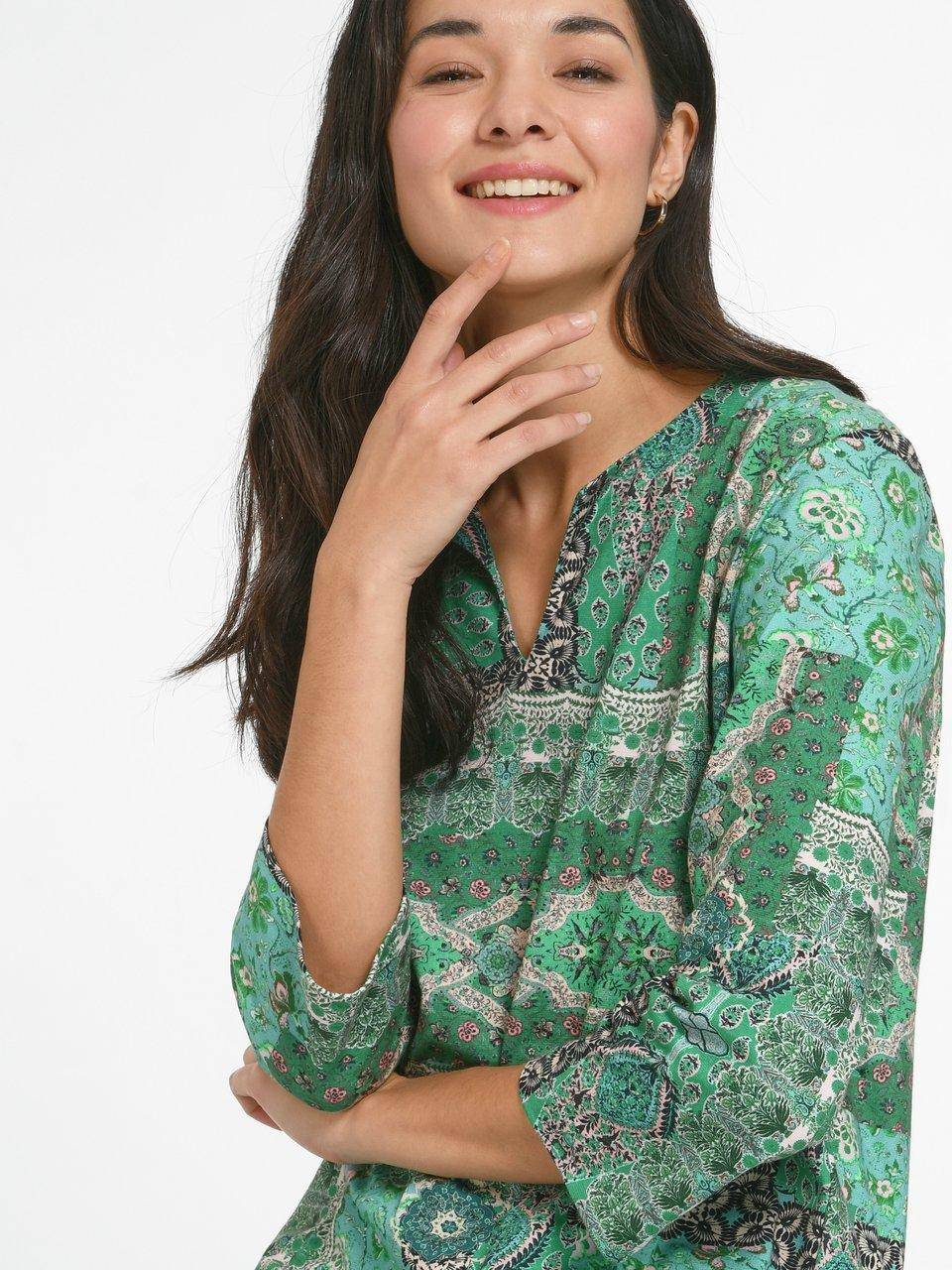 Green Cotton Splitneck-Shirt