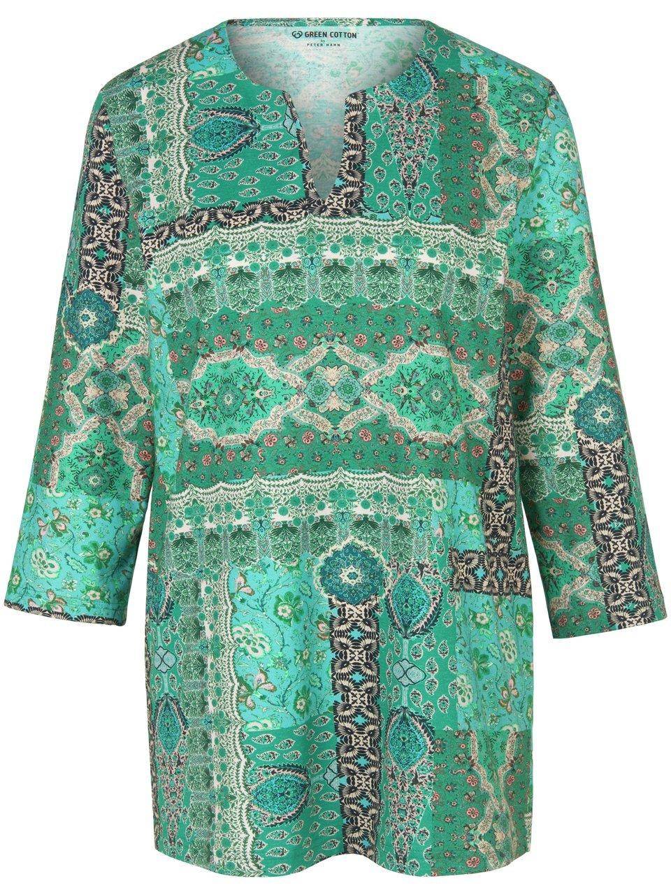 Green Cotton Splitneck-Shirt