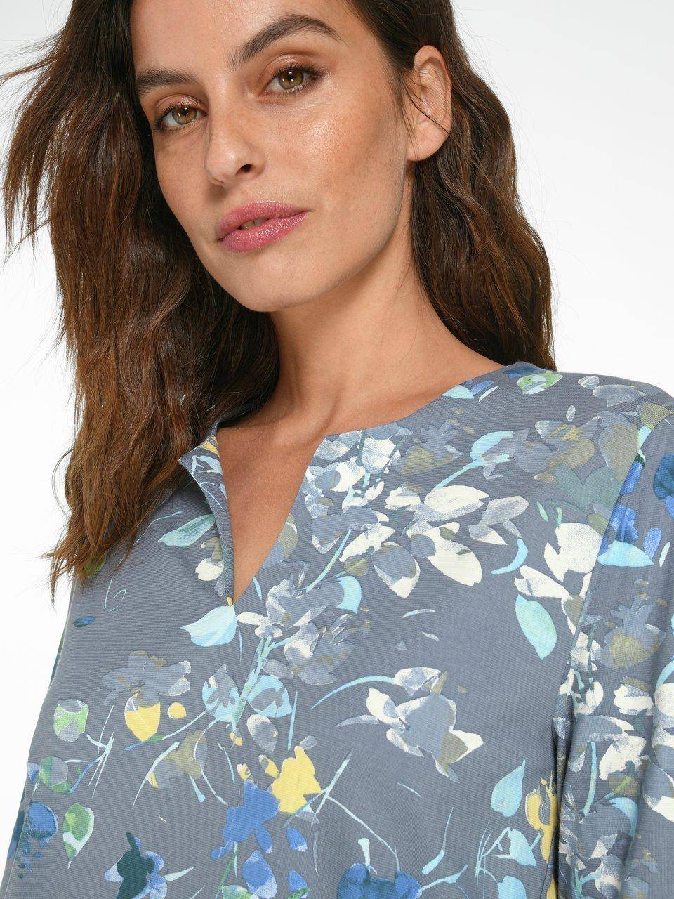 Green Cotton Splitneck-Shirt Erika