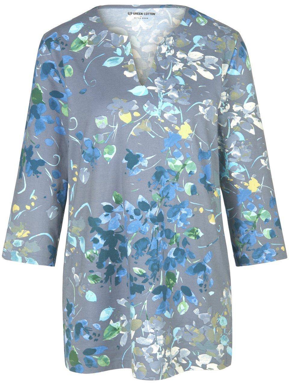 Green Cotton Splitneck-Shirt Erika