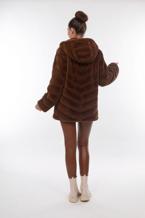 Petite M. Kunstpelz Jacke Mit Reissverschluss Und Kapuze