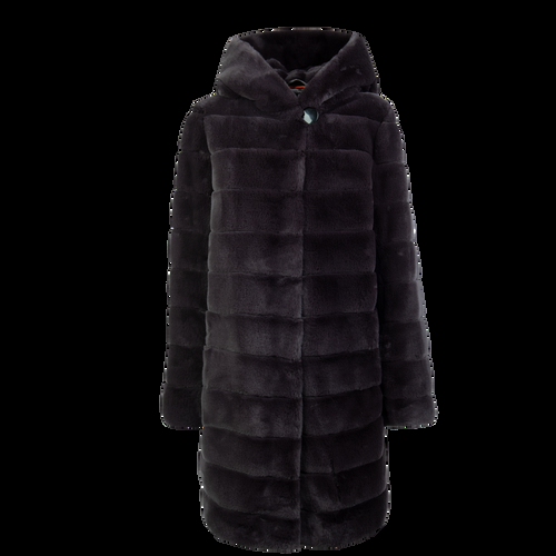 Petite M. Kunstpelz Kurzmantel Mit Kapuze In Anthrazit