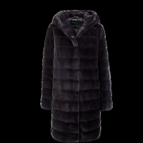 Petite M. Kunstpelz Kurzmantel Mit Kapuze In Anthrazit