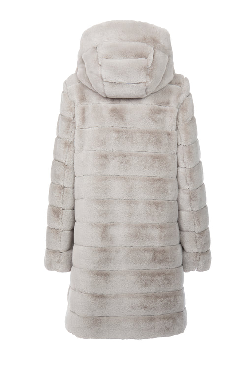 Petite M. Kunstpelz Kurzmantel Mit Kapuze Silbergrau