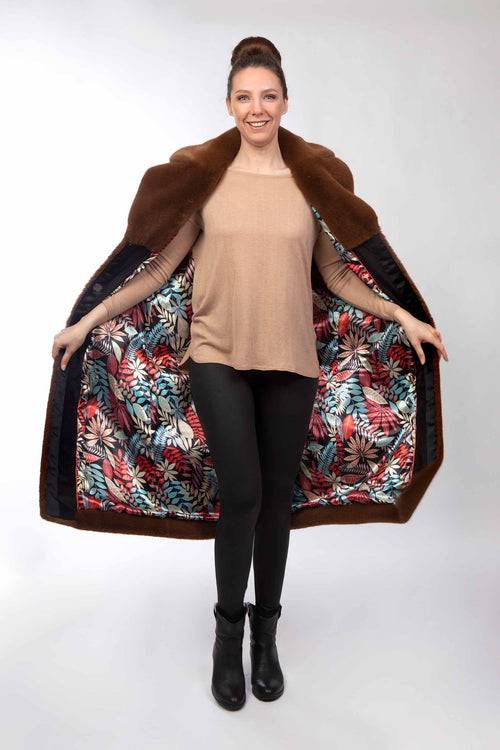 Petite M. Langer Kunstpelz Mantel In Farbe Haselnuss