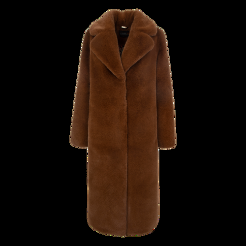 Petite M. Langer Kunstpelz Mantel In Farbe Haselnuss