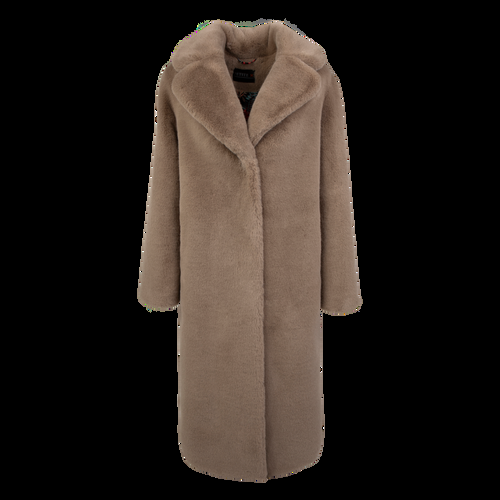 Petite M. Langer Kunstpelz Mantel In Sandfarbe Beige