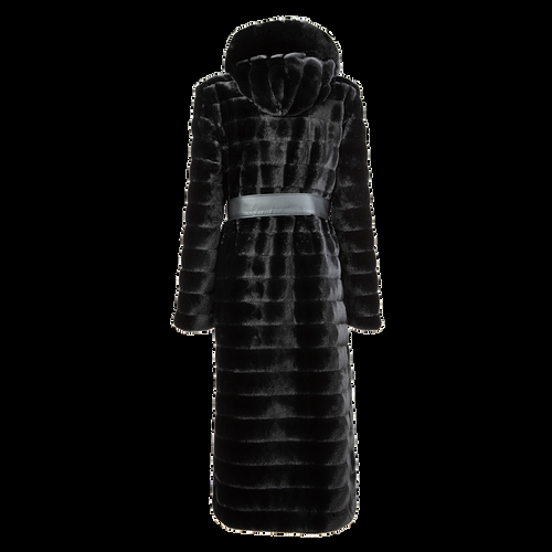 Petite M. Langer Kunstpelz Mantel Mit Kapuze In Schwarz