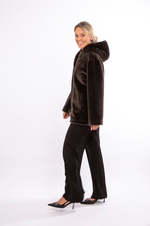 Petite M. Kunstfell Jacke In Dunkel-Oliv