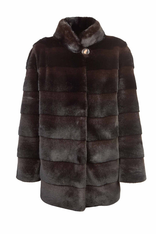 Petite M. Kunstfell Jacke Nerzoptik Schwarzbraun