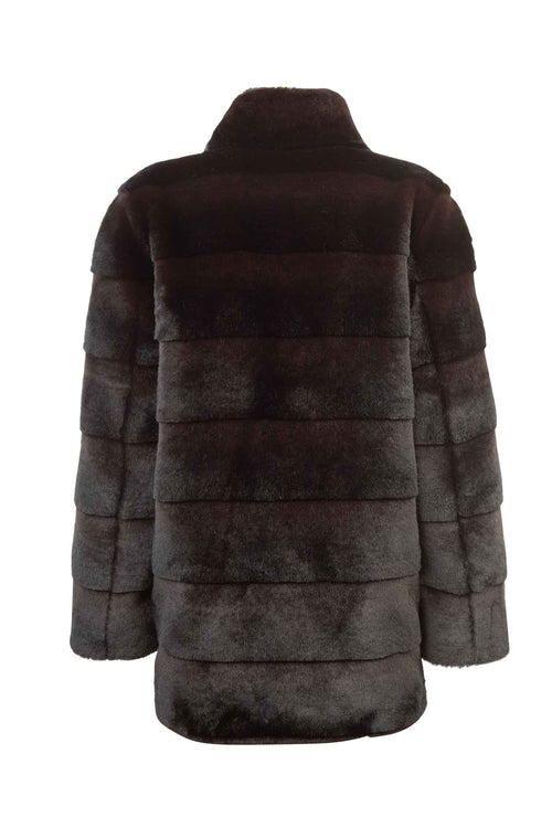 Petite M. Kunstfell Jacke Nerzoptik Schwarzbraun