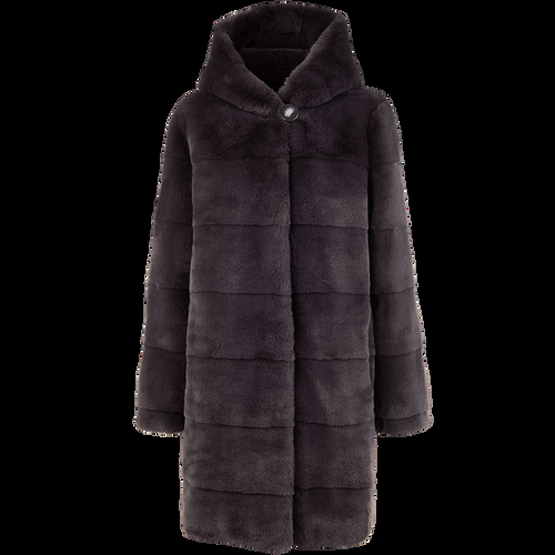 Petite M. Kunstfell Mantel Mit Kapuze Anthrazit