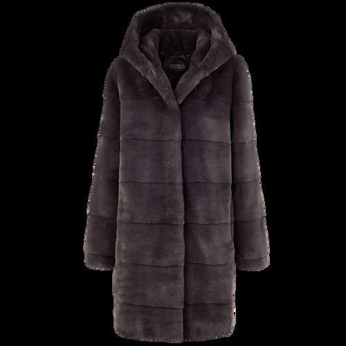 Petite M. Kunstfell Mantel Mit Kapuze Anthrazit