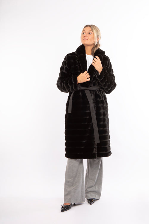 Petite M. Kunstfell Trenchcoat In Schwarz