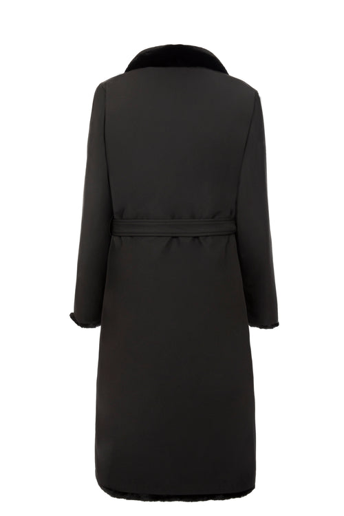 Petite M. Kunstfell Trenchcoat In Schwarz