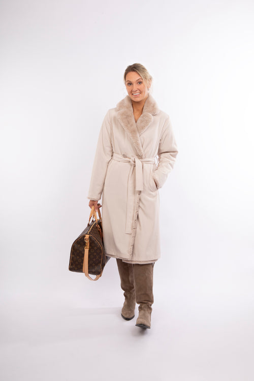 Petite M. Kunstfell Trenchcoat Zum Wenden In Creme