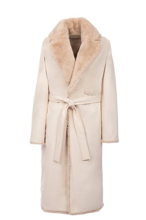 Petite M. Kunstfell Trenchcoat Zum Wenden In Creme