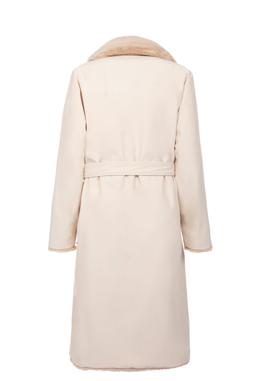Petite M. Kunstfell Trenchcoat Zum Wenden In Creme