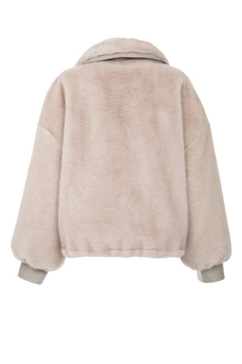 Petite M. Kunstpelz Bomberjacke In Silbergrau