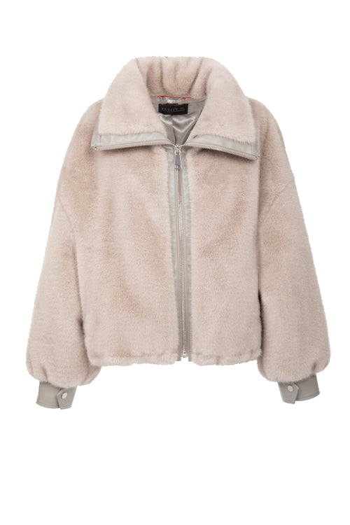 Petite M. Kunstpelz Bomberjacke In Silbergrau