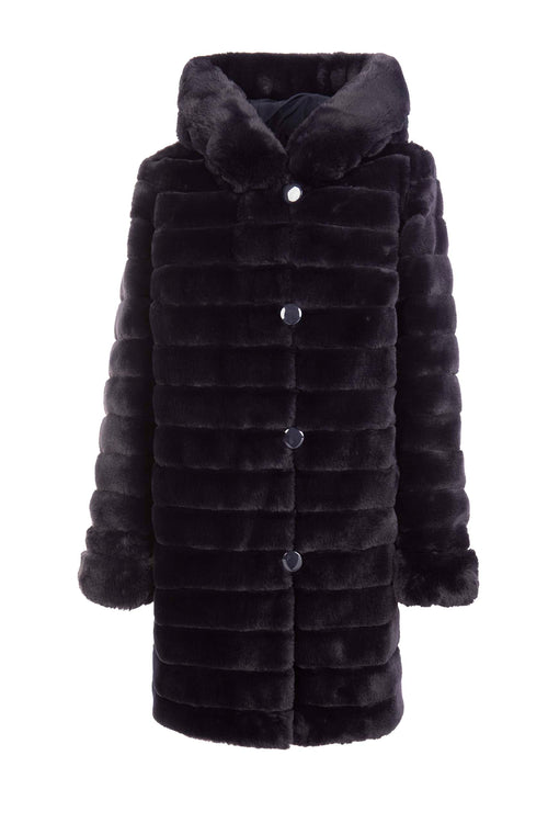 Petite M. Kunstpelz Jacke Reversible In Dunkelblau