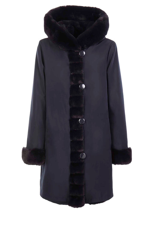 Petite M. Kunstpelz Jacke Reversible In Dunkelblau