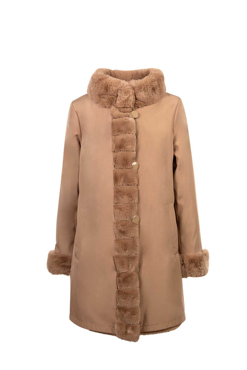 Petite M. Kunstpelz Jacke Zum Wenden Camel