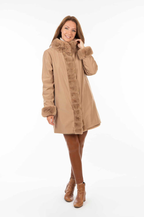 Petite M. Kunstpelz Jacke Zum Wenden Camel