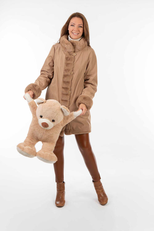 Petite M. Kunstpelz Jacke zum Wenden Camel