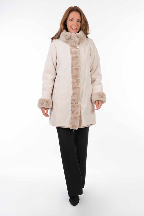 Petite M. Kunstpelz Jacke zum Wenden Creme