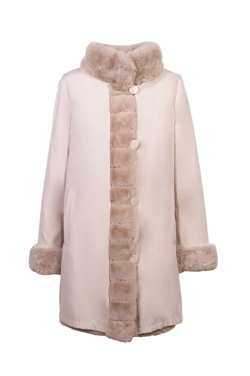 Petite M. Kunstpelz Jacke Zum Wenden Creme